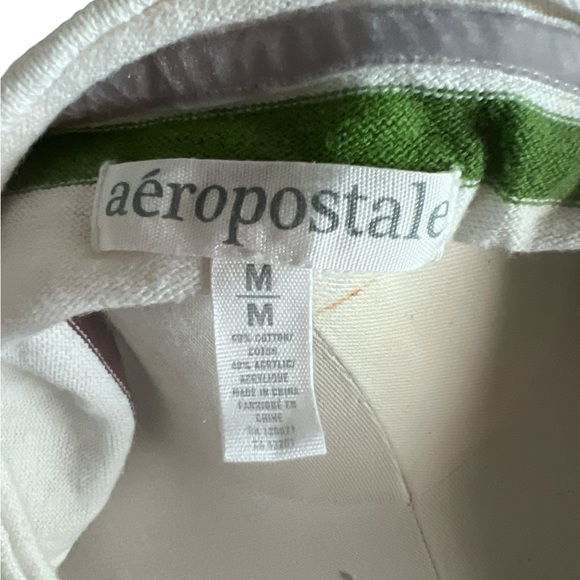 AEROPOSTALE | BUTTON DOWN V NECK STRIPED POCKETED LONG SLEEVE SWEATER MED - Picture 6 of 7